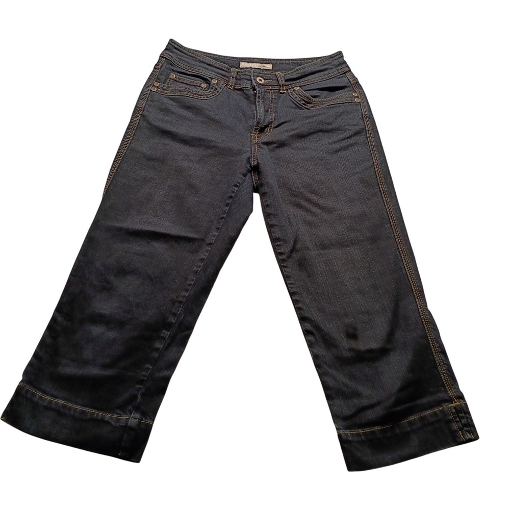 Chicos Platinum Dark Wash Denim Crop Pants Indigo Size 0.5 RN 5-Pocket NWOT